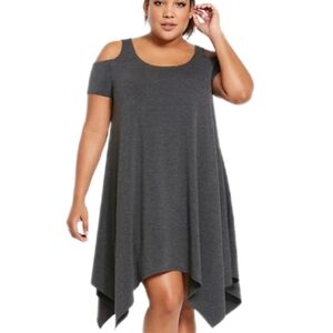 Torrid Cold Shoulder Handkerchief Hem Dress Womens 1 Tunic Plus Size Comfortable